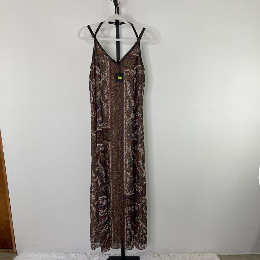 NWT Sophene Mony Kirmizi Women's Brown Paisley Sleeveless Maxi Dress Size 10 - Picture 3 of 12